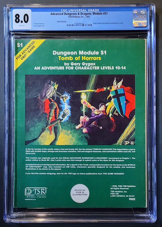 CGC 8.0 Advanced Dungeons & Dragons Tomb of Horrors S1 Module (Sixth Printing)