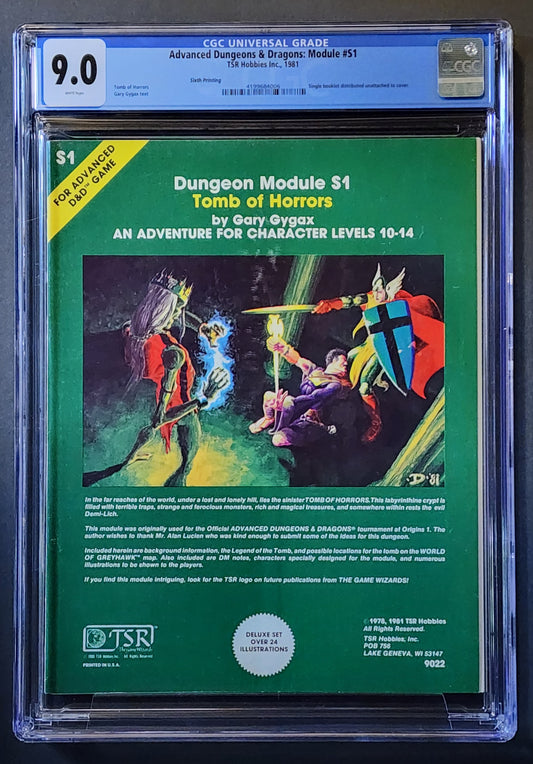CGC 9.0 Advanced Dungeons & Dragons Tomb of Horrors S1 Module (Sixth Printing)