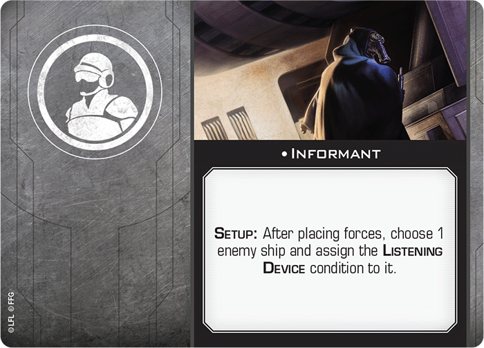 X-Wing Miniatures Informant (with Listening Device Condition) Crew Upgrades