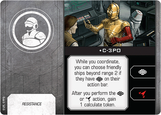 X-Wing Miniatures C-3PO (Resistance) Crew Upgrades